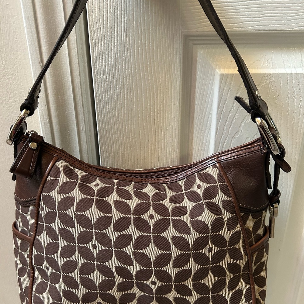 New: Fossil Brown Patterned Canvas Shoulder Bag